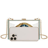 Clutch Purses for Women-Evil Eye Acrylic Clutch Glitter Purse Evening Bag Chain Shoulder Crossbody Handbags