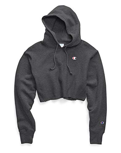 Champion womens Reverse Weave Cropped Cut-off Hoodie, Left Chest C Hooded Sweatshirt, White-549302, XX-Large US