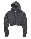 Champion womens Reverse Weave Cropped Cut-off Hoodie, Left Chest C Hooded Sweatshirt, White-549302, XX-Large US