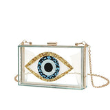 Clutch Purses for Women-Evil Eye Acrylic Clutch Glitter Purse Evening Bag Chain Shoulder Crossbody Handbags