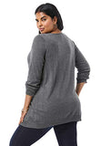Women's Plus Size Fine Gauge Drop Needle V-Neck Sweater