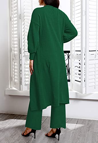 Womens Fuzzy Fleece 3 Piece Pajama Set Tank Crop Tops Pants Open Front Cardigan Lounge Outfit Light Blue S