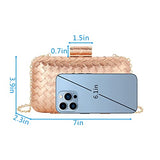 Women Lattice Pattern Metal Handbag Chain Geometric Evening Clutch Purse, Gold