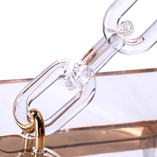 Women Acrylic Transparent Gold star Evening Bags Purses Clutch Vintage Banquet Handbag (Pink) Medium