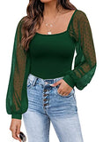 Women's Puff Sleeve Tops Mesh Sexy Casual Tee Shirts Blouses