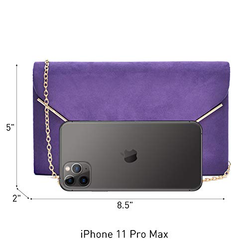 Ladies' Velvet Evening Clutch Handbag Formal Party Clutch For Women With Chain Strap (Rose)