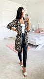 Women's Leopard Print Open Front Cardigan Shirt with Pockets Long Sleeve Lightweight Coat(Leopard01,M)