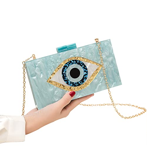Clutch Purses for Women-Evil Eye Acrylic Clutch Glitter Purse Evening Bag Chain Shoulder Crossbody Handbags