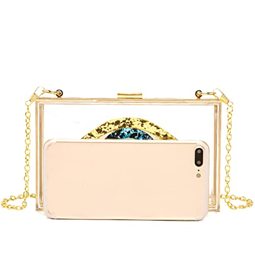 Clutch Purses for Women-Evil Eye Acrylic Clutch Glitter Purse Evening Bag Chain Shoulder Crossbody Handbags