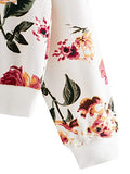 Women's Casual Floral Print Long Sleeve Pullover Tops Baby Blue