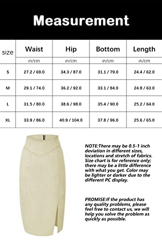 Bellivera Women Faux Suede Leather Pencil Skirt, Spring Fall Casual Midi Skirts Spring and Summer Hip Wrapped Back Split FF21 Camel L
