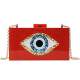 Clutch Purses for Women-Evil Eye Acrylic Clutch Glitter Purse Evening Bag Chain Shoulder Crossbody Handbags