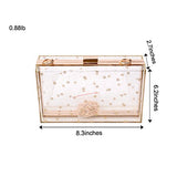 Women Acrylic Transparent Gold star Evening Bags Purses Clutch Vintage Banquet Handbag (Pink) Medium