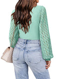 Women's Puff Sleeve Tops Mesh Sexy Casual Tee Shirts Blouses