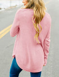 Women's Long Sleeve Oversized Crew Neck Solid Color Knit Pullover Sweater Tops Mocha