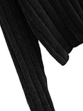 Women's High Neck Drop Shoulder Raw Hem Crop Sweater Pullovers