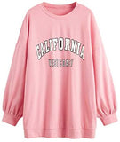 Women's Oversized Crewneck Letter Print Graphic Pullover Dress Sweatshirt