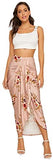 Women's Floral Slit Wrap Asymmetrical Elastic High Waist Maxi Draped Skirt