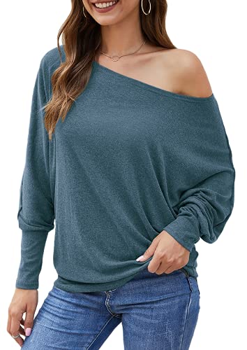 Long Sleeve Tops for Women,Sexy Off Shoulder Tops Oversized Pullover Sweater Casual Fall Shirts Tunic Blouse