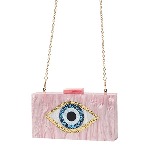 Clutch Purses for Women-Evil Eye Acrylic Clutch Glitter Purse Evening Bag Chain Shoulder Crossbody Handbags
