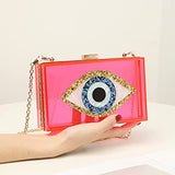 Clutch Purses for Women-Evil Eye Acrylic Clutch Glitter Purse Evening Bag Chain Shoulder Crossbody Handbags