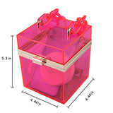 Women Acrylic Transparent Gold star Evening Bags Purses Clutch Vintage Banquet Handbag (Pink) Medium