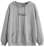 Women's Letter Graphic Print Pocket Drawstring Hoodie Sweatshirt
