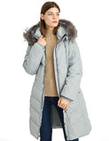 Women's Down Coat With Real Raccoon Fur Hooded Parka Jacket (Large, Wine)