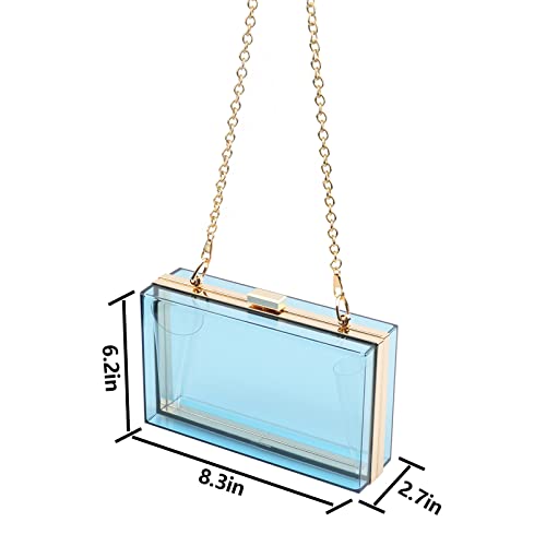 Women Acrylic Transparent Gold star Evening Bags Purses Clutch Vintage Banquet Handbag (Pink) Medium