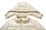 Women's Winter Hooded Shiny Puffer Jacket Casual Warm Quilted Full Zip Short Bubble Padded Coat (as1, alpha, s, regular, regular, Dark Gold, Small)