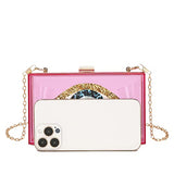 Clutch Purses for Women-Evil Eye Acrylic Clutch Glitter Purse Evening Bag Chain Shoulder Crossbody Handbags