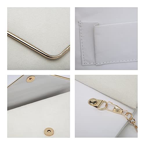 Ladies' Velvet Evening Clutch Handbag Formal Party Clutch For Women With Chain Strap (Rose)