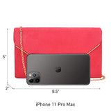 Ladies' Velvet Evening Clutch Handbag Formal Party Clutch For Women With Chain Strap (Rose)