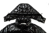 Women's Winter Hooded Shiny Puffer Jacket Casual Warm Quilted Full Zip Short Bubble Padded Coat (as1, alpha, s, regular, regular, Dark Gold, Small)