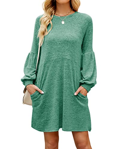 Fall Dresses for Women 2022 with Pocket Long Sleeve Sweater Dress Casual Brown