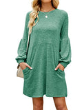 Fall Dresses for Women 2022 with Pocket Long Sleeve Sweater Dress Casual Brown