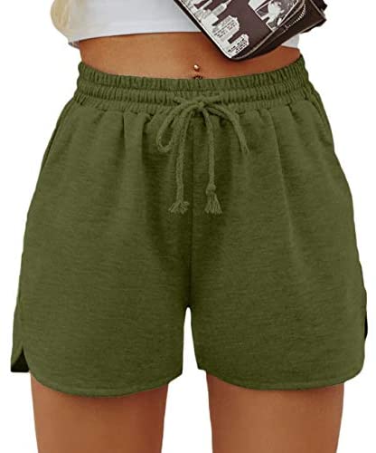 Women's Solid Stretchy Drawstring Waist Track Shorts