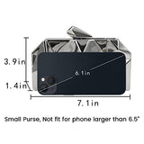 Women Lattice Pattern Metal Handbag Chain Geometric Evening Clutch Purse, Gold