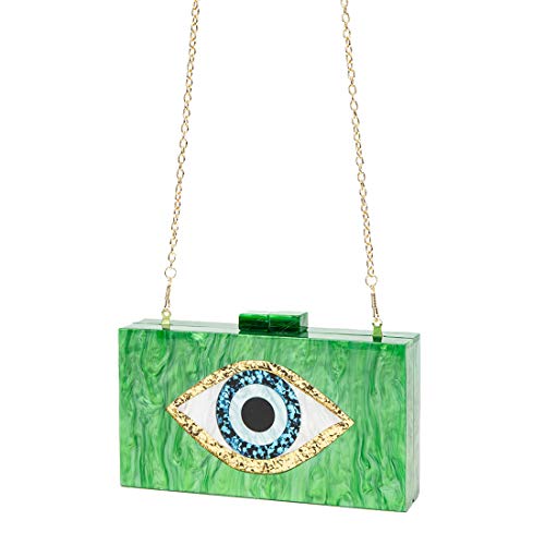 Clutch Purses for Women-Evil Eye Acrylic Clutch Glitter Purse Evening Bag Chain Shoulder Crossbody Handbags