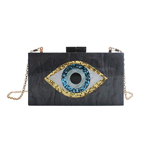 Clutch Purses for Women-Evil Eye Acrylic Clutch Glitter Purse Evening Bag Chain Shoulder Crossbody Handbags