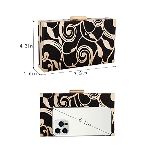 Women Lattice Pattern Metal Handbag Chain Geometric Evening Clutch Purse, Gold