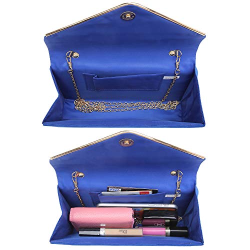 Ladies' Velvet Evening Clutch Handbag Formal Party Clutch For Women With Chain Strap (Rose)