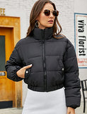 Women Cropped Puffer Jacket Winter Zip Up Short Padded Down Coat(Green-M)