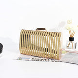 Women Lattice Pattern Metal Handbag Chain Geometric Evening Clutch Purse, Gold