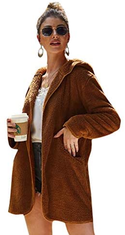 Women's Fauxs Fur Hooded Teddy Coat Long Sleeve Jacket Outwear