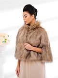 Women's Faux Fur Shawls Cape and Wraps Bridal Cloak Coat Fur Cover Up for Bride and Bridesmaids . (Beige)