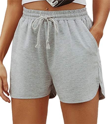 Women's Solid Stretchy Drawstring Waist Track Shorts
