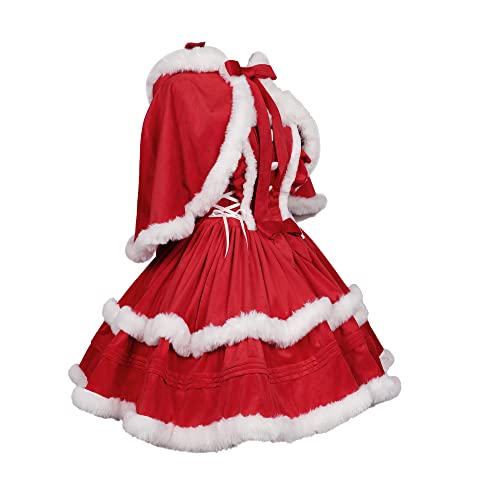 Christmas Dresses for Women Solid Color Fashion Warm Halter Dress Suit with Cloak (S, Dress) …