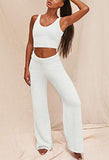 Womens Fuzzy Fleece 3 Piece Pajama Set Tank Crop Tops Pants Open Front Cardigan Lounge Outfit Light Blue S