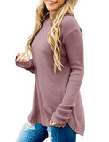 Women's Long Sleeve Oversized Crew Neck Solid Color Knit Pullover Sweater Tops Mocha